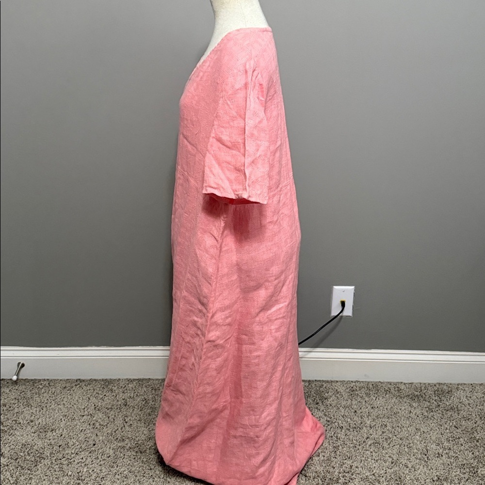 NWT!! Eileen Fisher - Textured Irish Linen Maxi Dress - Pink - Size Large - Picture 8 of 11